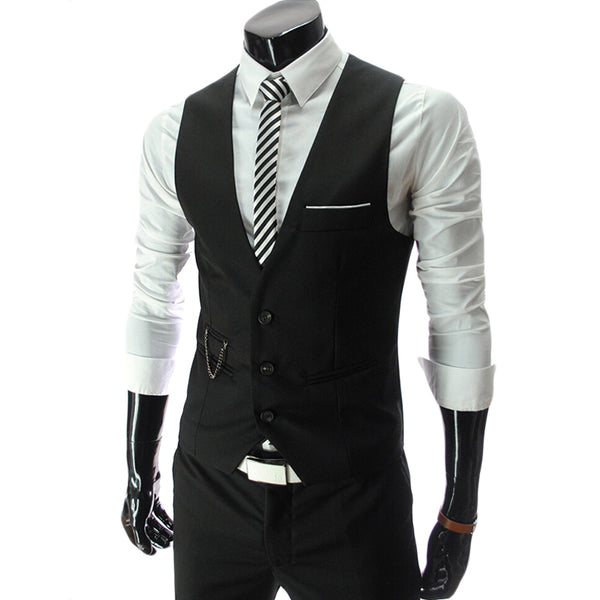 2017 New Arrival Formal Suit Vest Men Slim Fit Mens Vest Male Waistcoat Gilet Homme Casual Sleeveless Formal Business Jacket F15