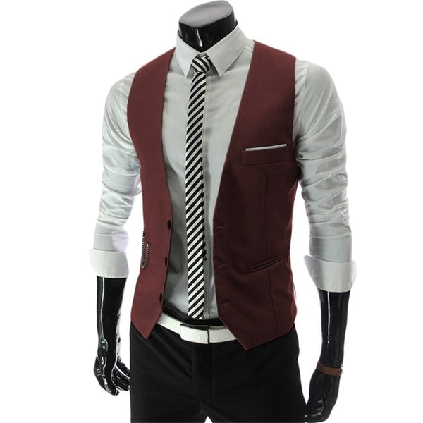 2017 New Arrival Formal Suit Vest Men Slim Fit Mens Vest Male Waistcoat Gilet Homme Casual Sleeveless Formal Business Jacket F15