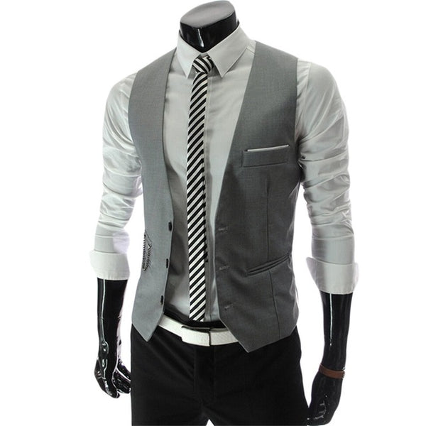 2017 New Arrival Formal Suit Vest Men Slim Fit Mens Vest Male Waistcoat Gilet Homme Casual Sleeveless Formal Business Jacket F15